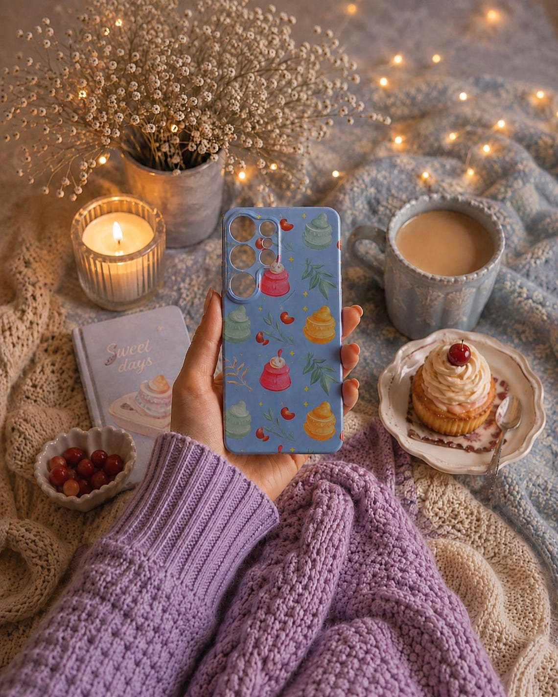 Cute Cupcake Phone Case with Roses