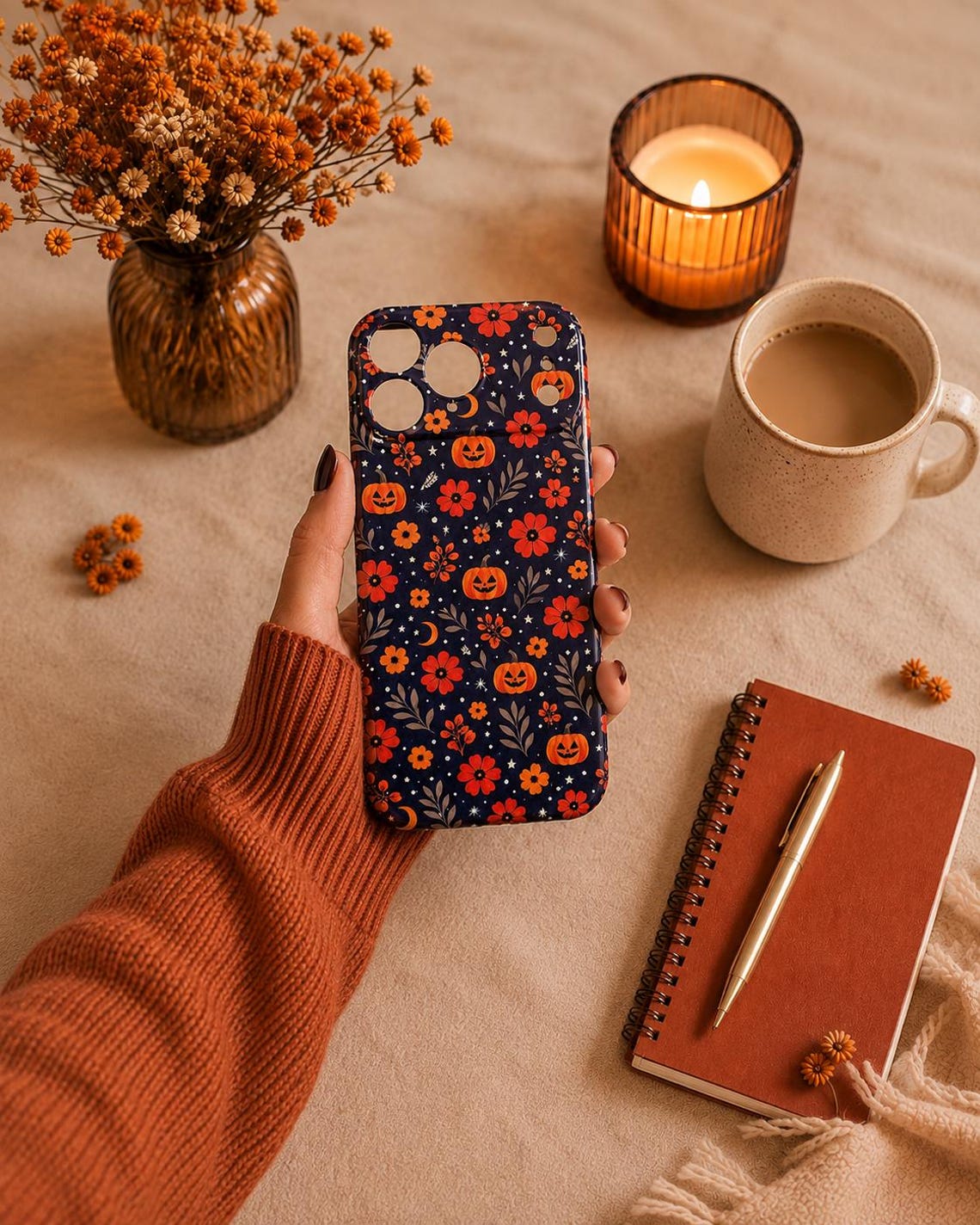 Pumpkin and Floral Halloween Phone Case